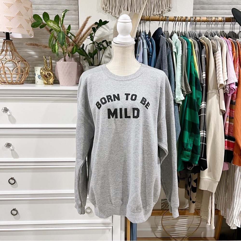 Lulu Simon Studio | Semi Nice Born to Be Wild Gray Crewneck Sweatshirt Large